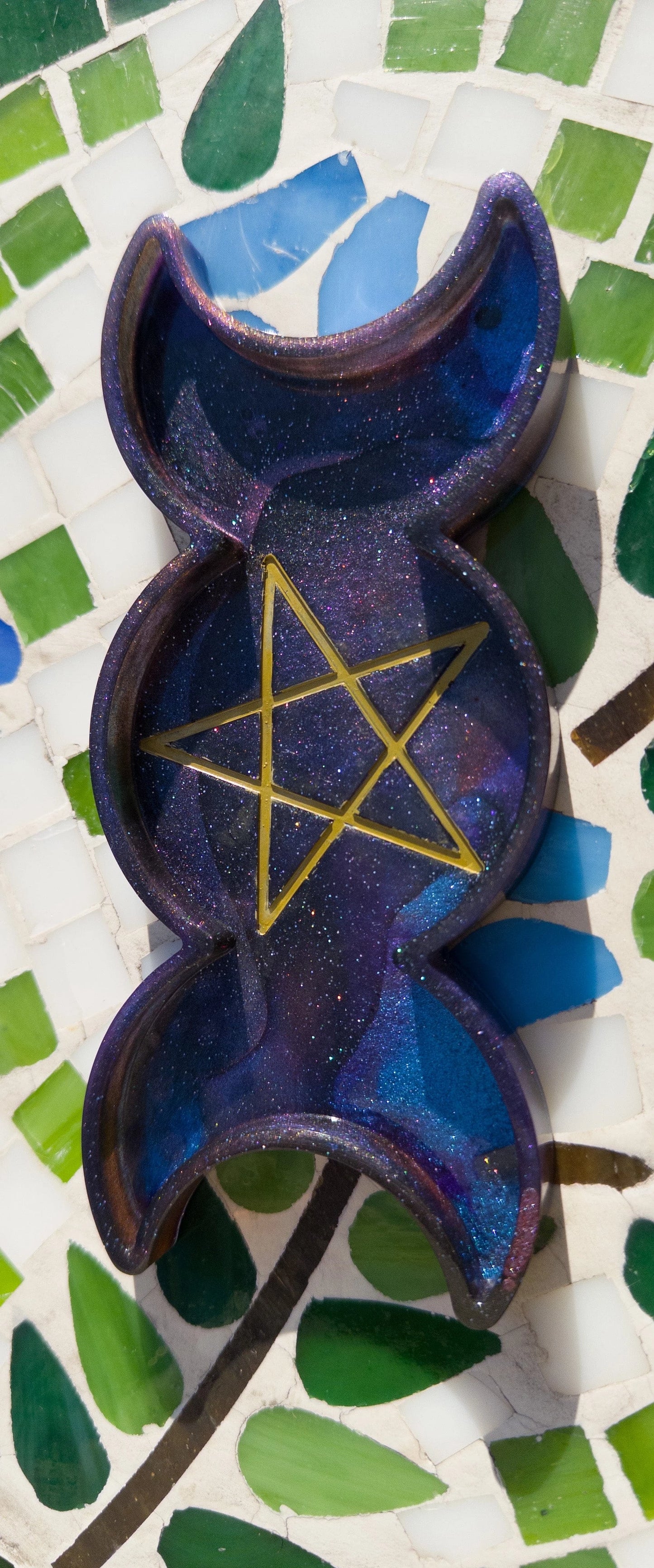 Decorative Triple Moon jewelry, crystal, rolling, and display tray