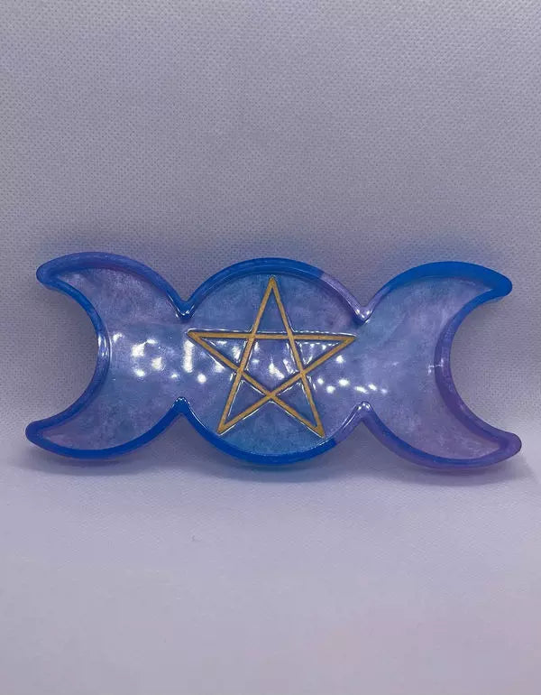 Decorative Triple Moon jewelry, crystal, rolling, and display tray