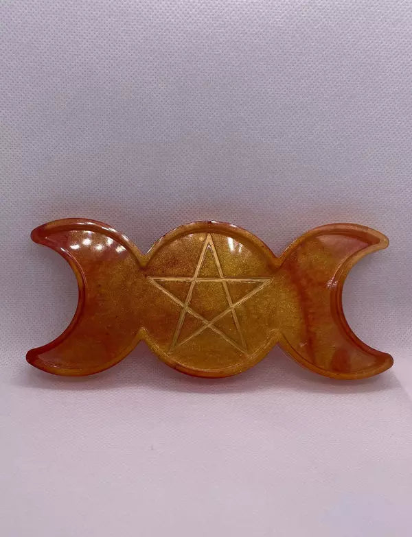 Decorative Triple Moon jewelry, crystal, rolling, and display tray