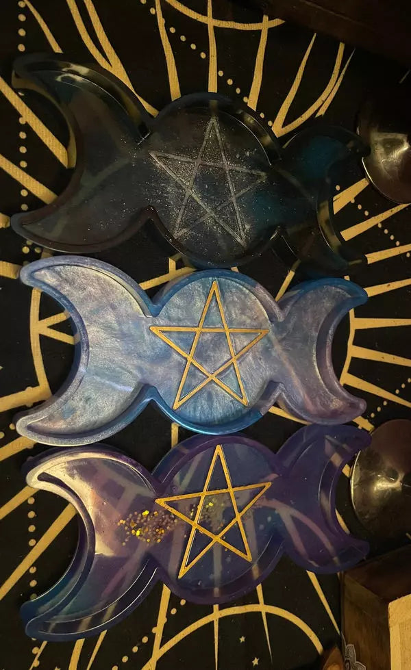 Decorative Triple Moon jewelry, crystal, rolling, and display tray