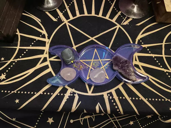 Decorative Triple Moon jewelry, crystal, rolling, and display tray