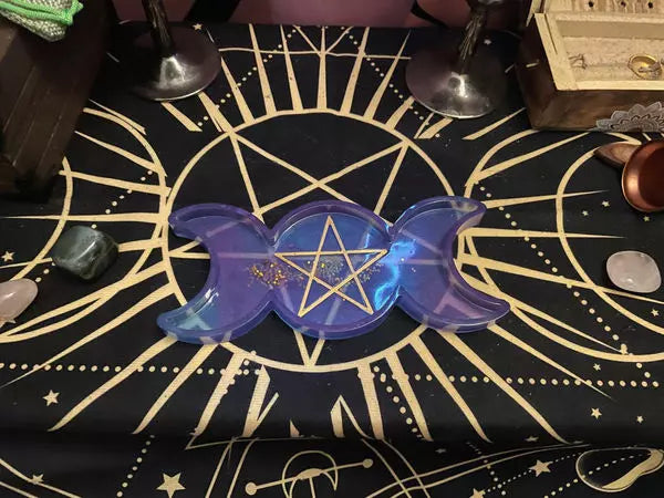 Decorative Triple Moon jewelry, crystal, rolling, and display tray